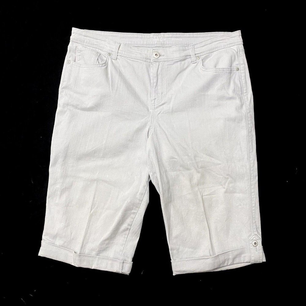 Style & Co Skimmer Women's Light Gray Roll Up Hem Mid Rise Capri Jeans Size 16